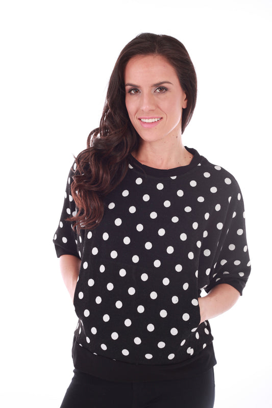 Polka Dot Pullover with Pockets