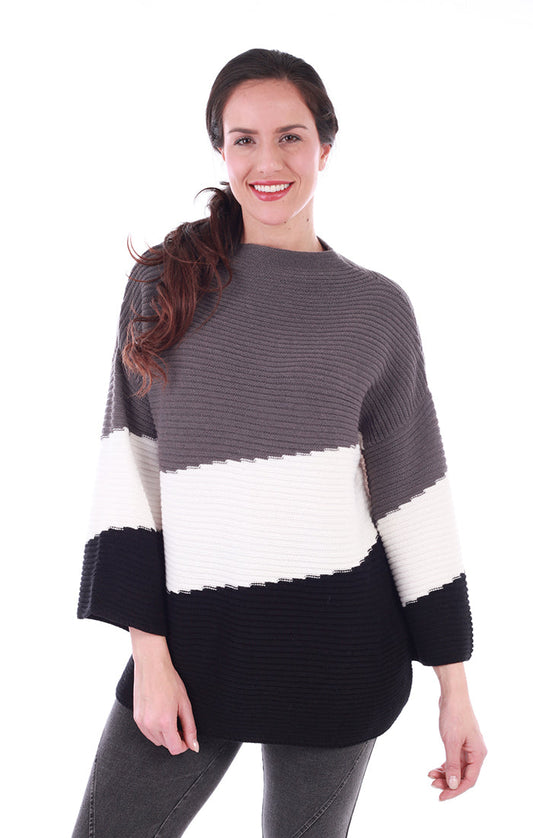 Grey Colourblock Sweater - Front View