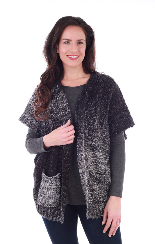 Black and grey blended cardigan - Front View