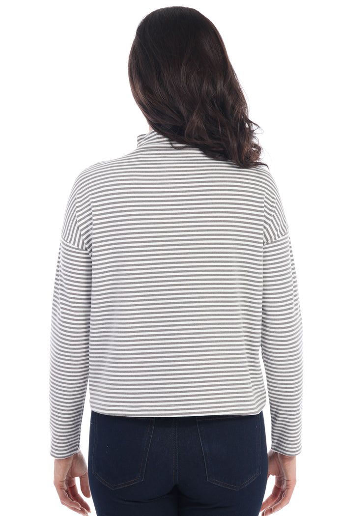 Striped Mock Neck Pullover