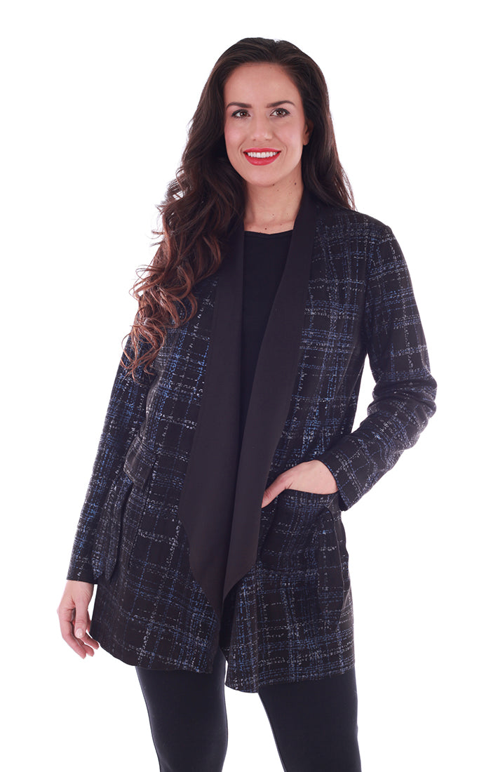 Faux Suede Plaid Coat - front view