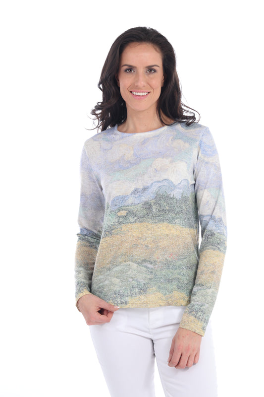 Long sleeve crewneck with landscape graphic - Front view